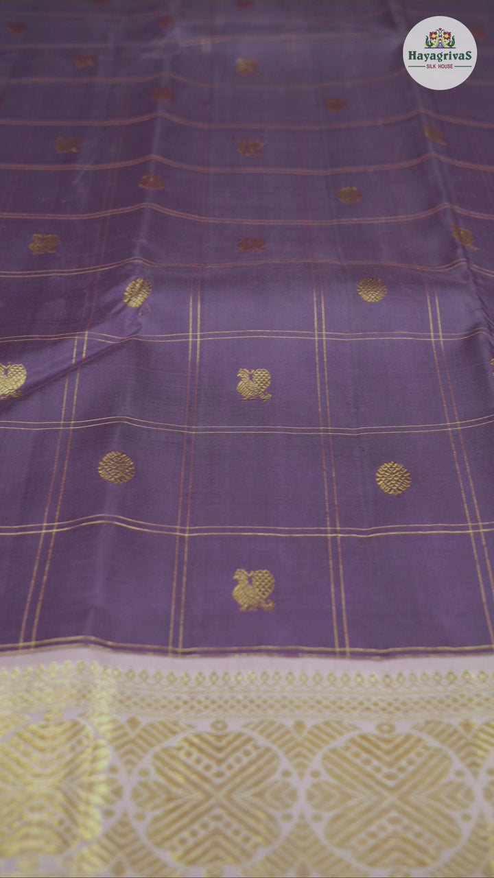 Hayagrivas Handloom Kanjivaram Silk Saree in Chic Ash Grey KBD1852B3-1