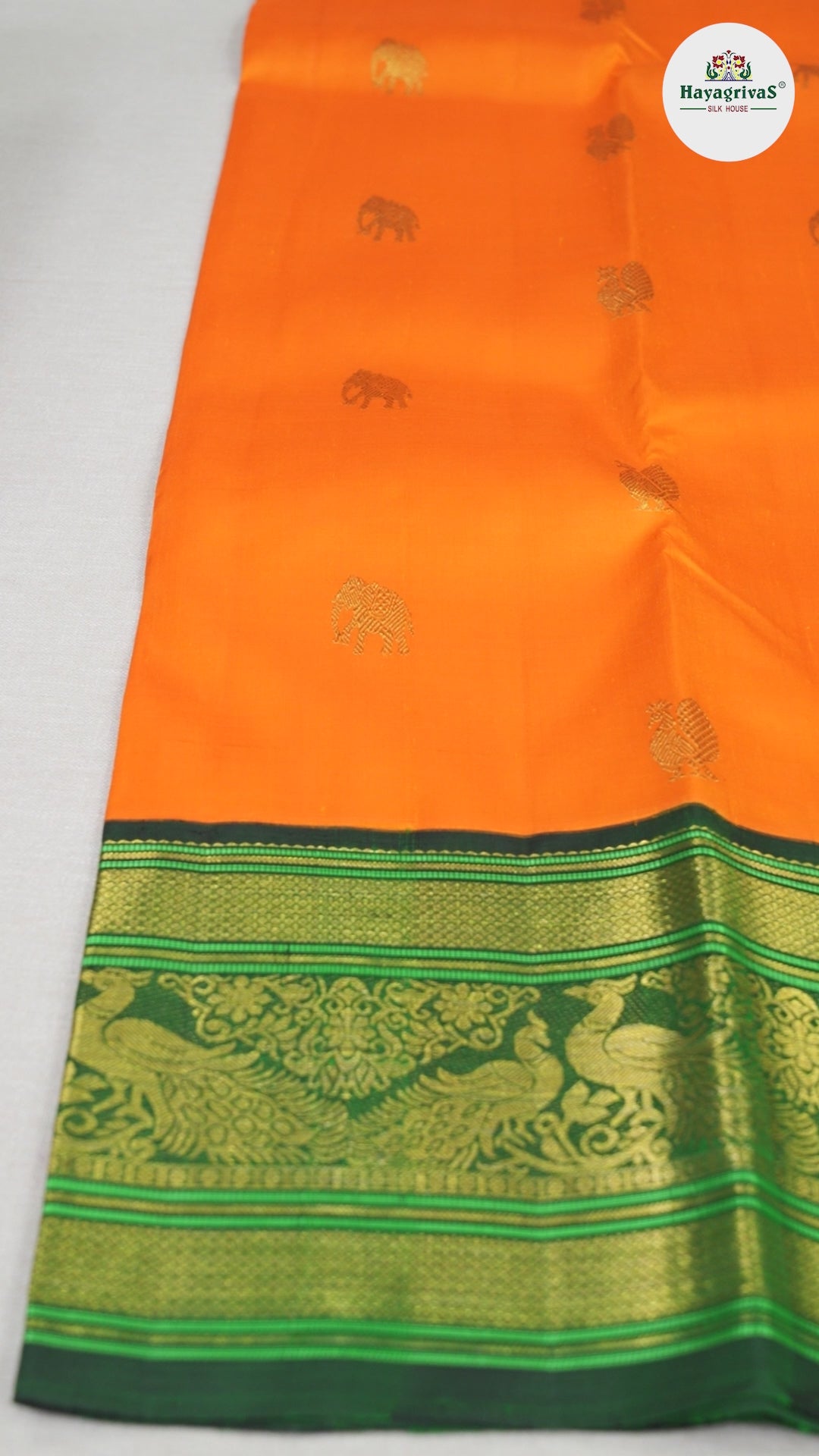 Hayagrivas Mango Yellow Handloom Kanjivaram Silk Saree with Bottle green Border BBD1471L4-2