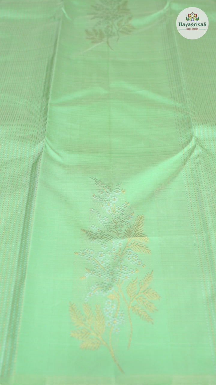 Hayagrivas Light Pastel Green Handloom Kanjivaram Silk Saree KBD1873B1-1