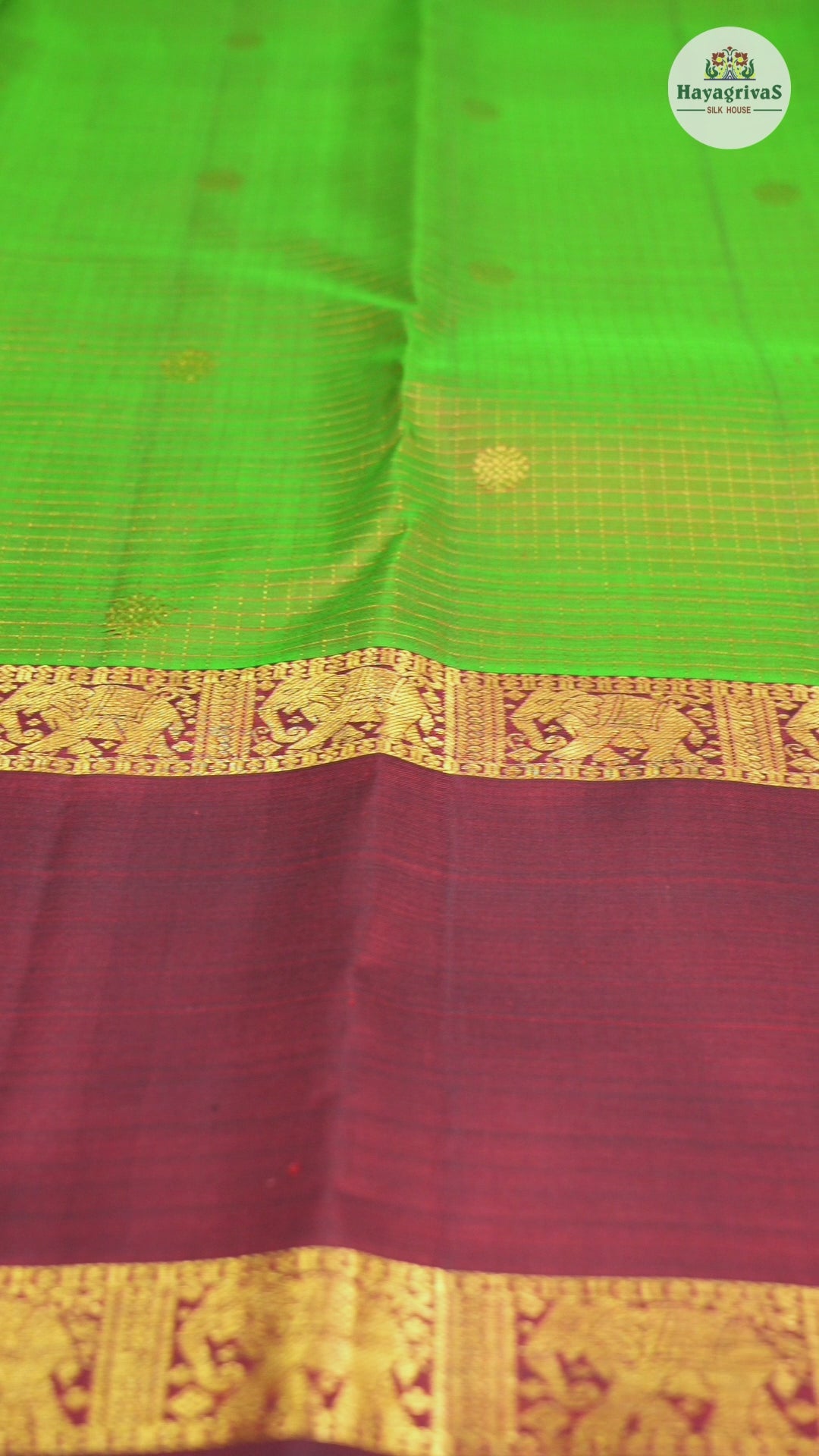 Hayagrivas Mandhalir Handloom Kanjivaram Silk Saree with Wine Maroon Border KBD1523A5-1