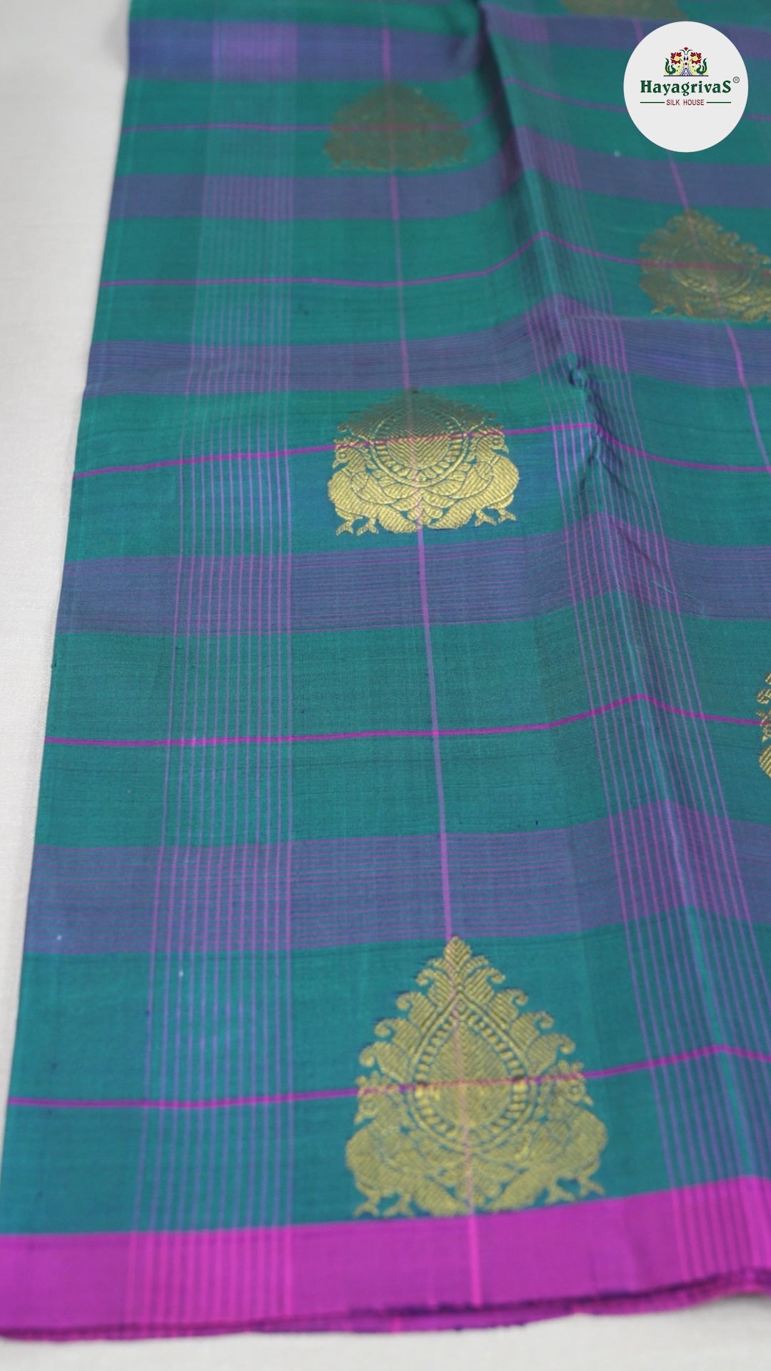 Hayagrivas Peacock Blue Handloom Kanjivaram Silk Saree BBD1198K1-1