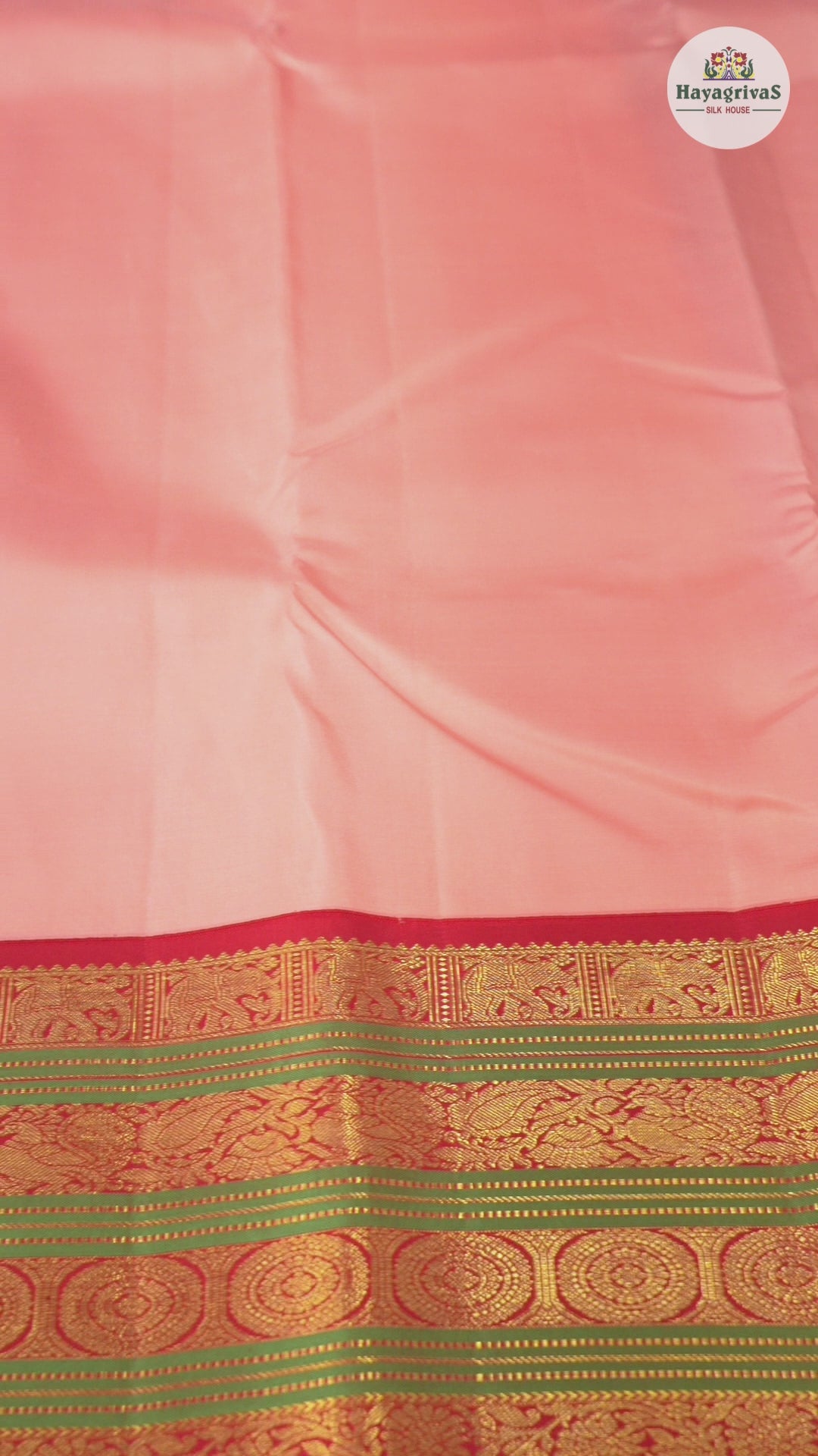 Hayagrivas Peach Pink Handloom Kanjivaram Silk Saree with Red Border KBD2094C2-8