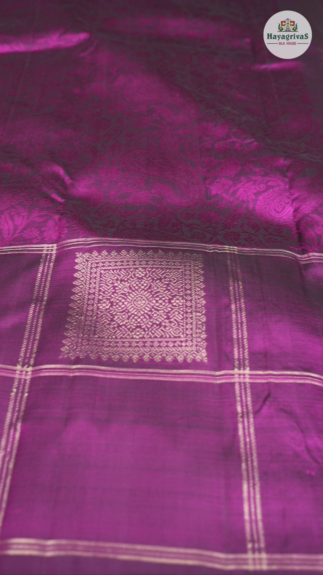 Hayagrivas Dark Purple Handloom Kanjivaram Silk Saree KBD1725A20-1