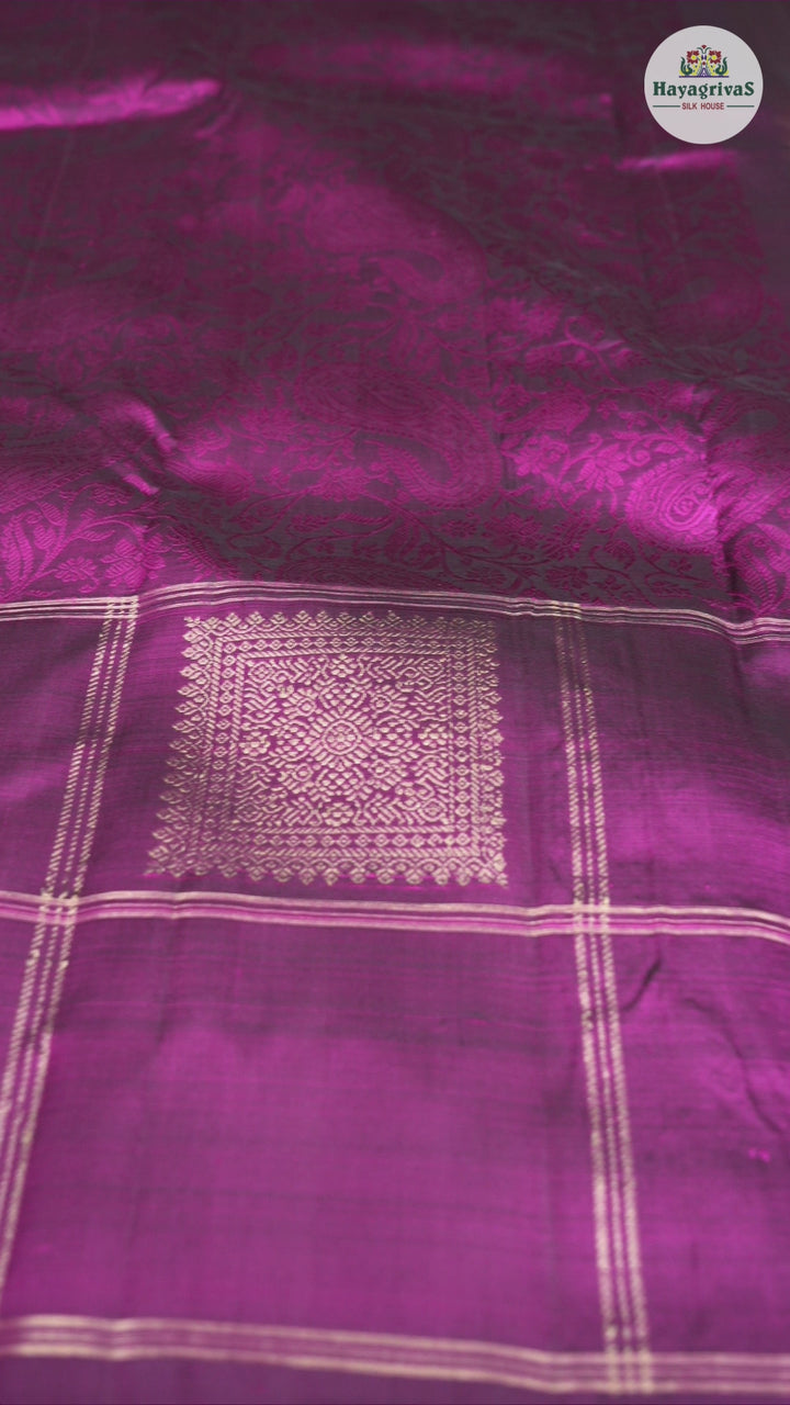Hayagrivas Dark Purple Handloom Kanjivaram Silk Saree KBD1725A20-1