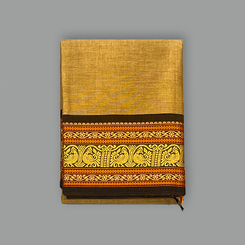 Hayagrivas Khaki Brown Handloom Chettinad Cotton Saree KSBE2H1-17