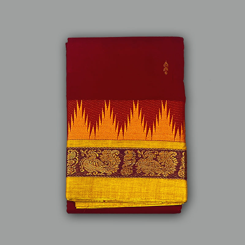 Hayagrivas Maroon Handloom Chettinad Cotton Saree KSBE1H7-11