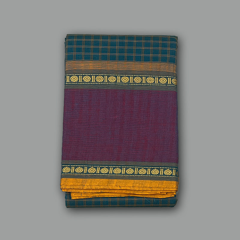 Hayagrivas Blue Handloom Chettinad Cotton Saree KSBE1H3-11