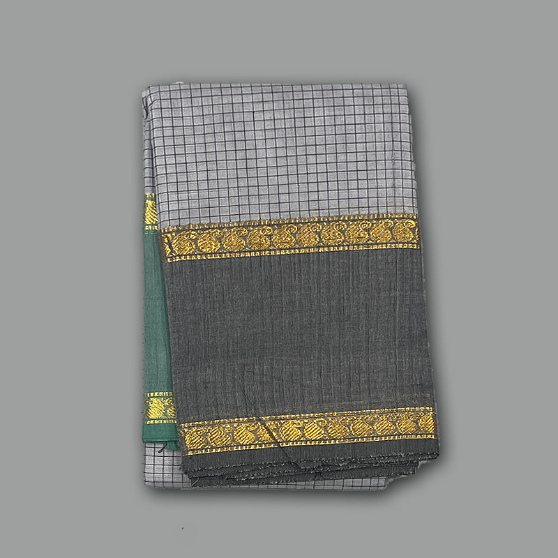 Hayagrivas Light Grey Handloom Chettinad Cotton Saree KSBE3H18-6