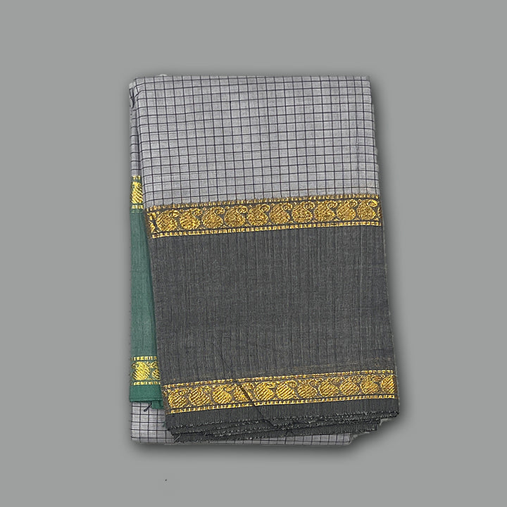 Hayagrivas Light Grey Handloom Chettinad Cotton Saree KSBE3H18-6