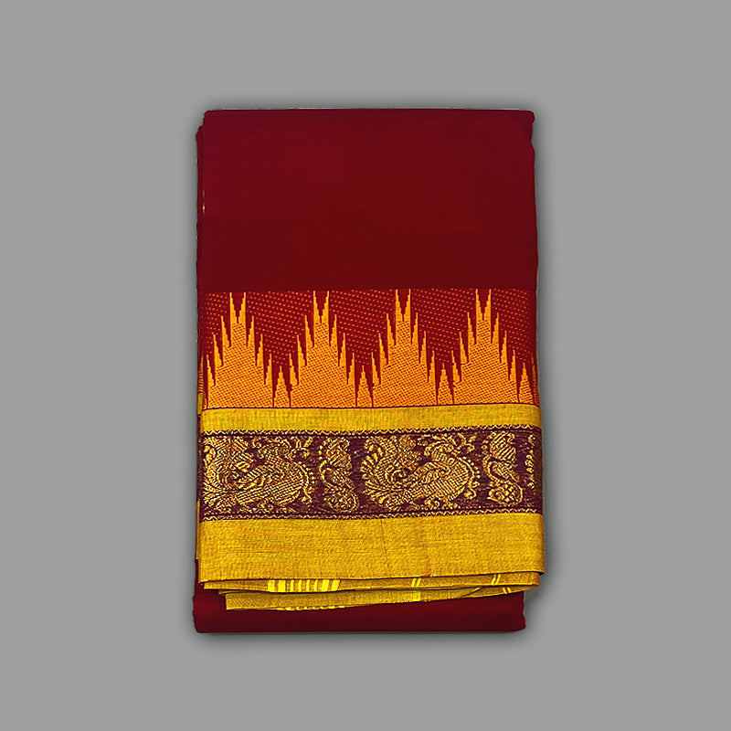 Hayagrivas Maroon Handloom Chettinad Cotton Saree KSBE1H7-8
