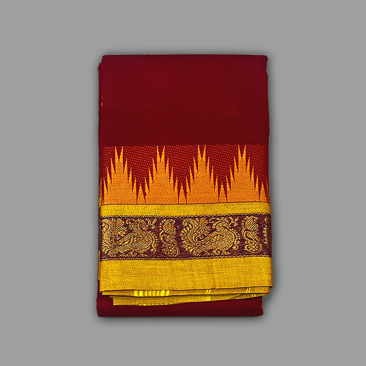 Hayagrivas Maroon Handloom Chettinad Cotton Saree KSBE1H7-8