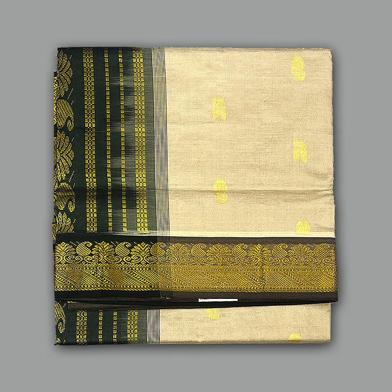 Hayagrivas Light Grey Semi Silk Cotton Saree SSCBF83F4-4