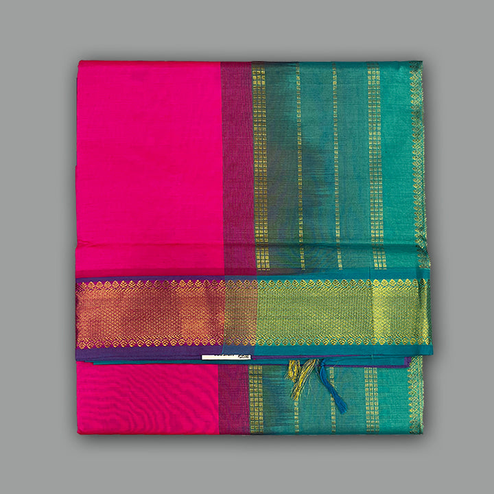 Hayagrivas Fuchsia Pink Semi Silk Cotton Saree SSCBF64E1-24