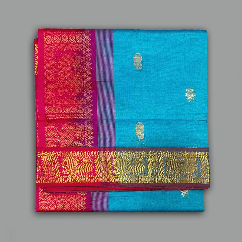 Hayagrivas Sky Blue Semi Silk Cotton Saree SSCBF83F4-1