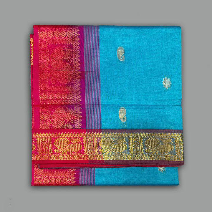 Hayagrivas Sky Blue Semi Silk Cotton Saree SSCBF83F4-1