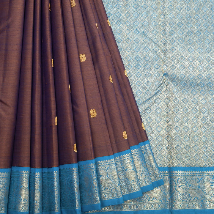 Hayagrivas Handloom Dual Tone (Brown & Purple) Kanjivaram Silk Saree KBF254E3-1