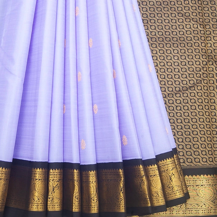 Hayagrivas Handloom Lilac Kanjivaram Silk Saree with Black Border KBF377F6-1