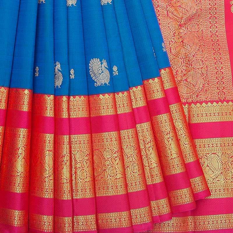 Hayagrivas Handloom Mayilkazhuthu Kanjivaram Silk Saree with Pink Border KBF235E1-1